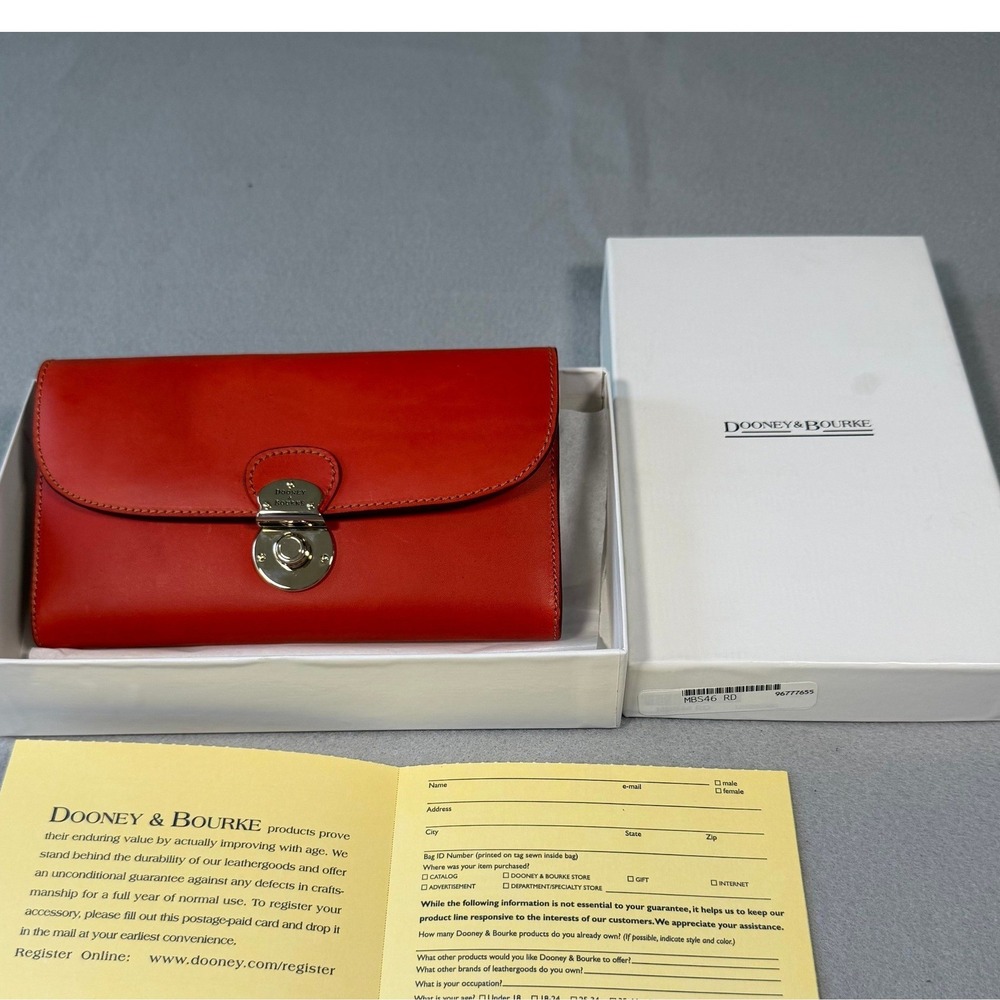 Dooney & Bourke Red Leather Organizer Wallet MBS46 RD Made in Italy with Box - Picture 7 of 8